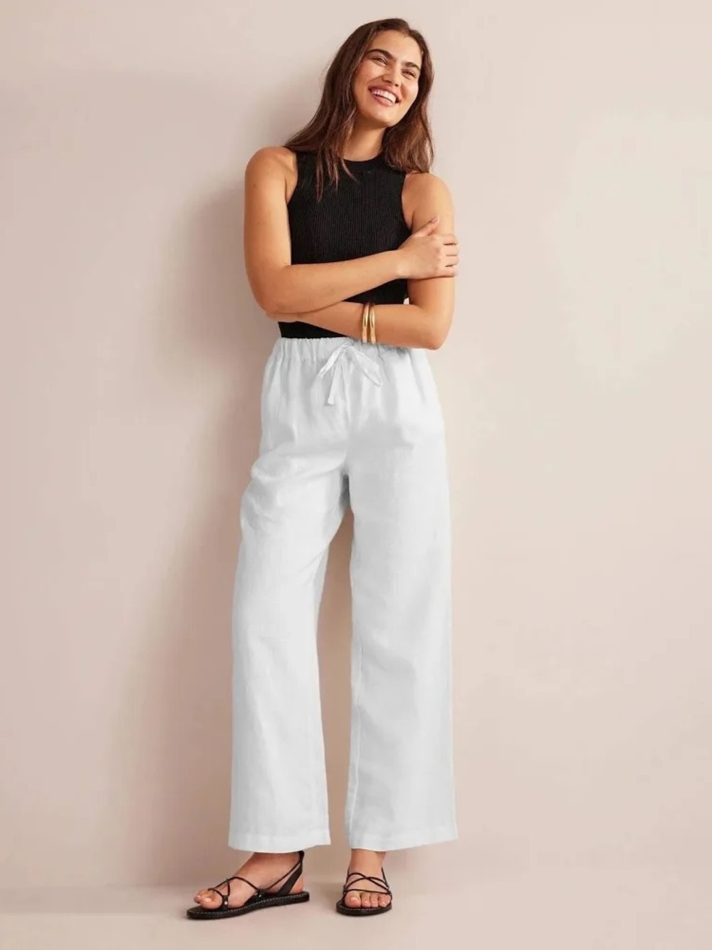 Boden 100% Linen Relaxed Pull-On  Trouser Pant